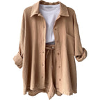Women's Casual Short Oversized Shirt with Pockets