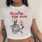 Women's Crop Shirt with Playful Ghost Motif