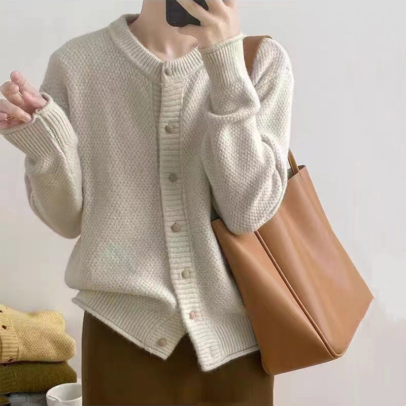 Women's Chunky Knit Cardigan with Button Closure