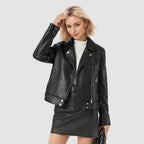 Women's Faux Leather Transitional Quilted Jacket