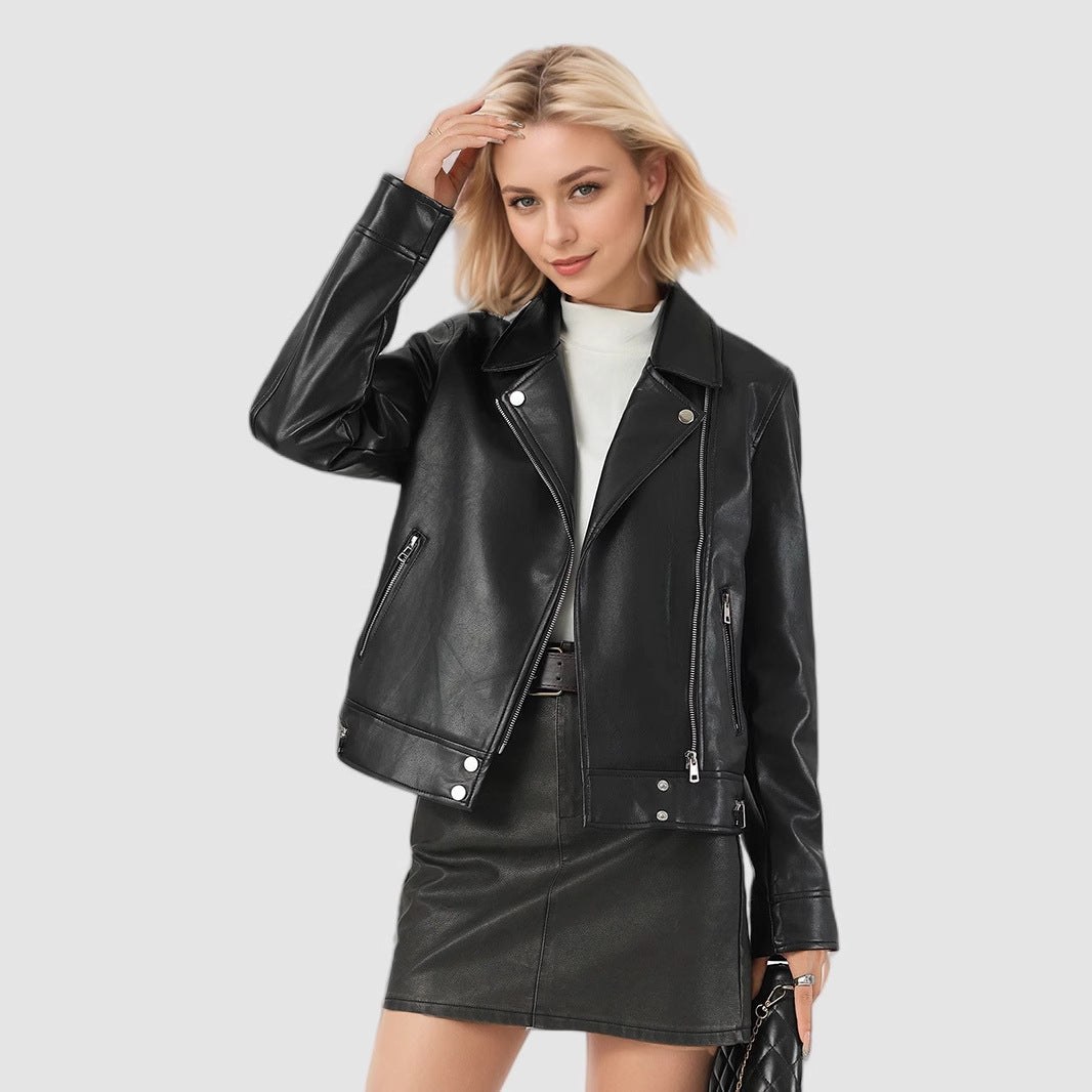 Women's Faux Leather Transitional Quilted Jacket