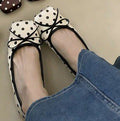 Women's Ballet Flats with Polka Dot Pattern and Bow Detail