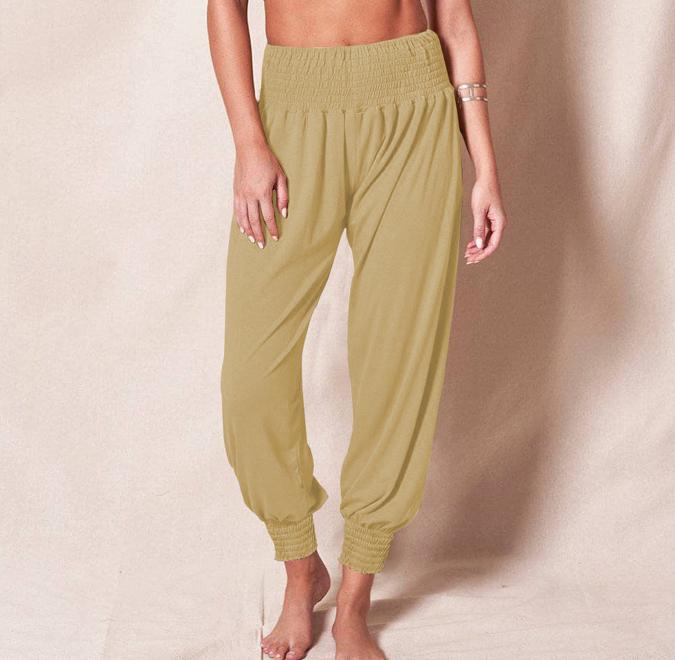 Women's Comfortable Casual Pants with Elastic Waist and Slim Cuffs