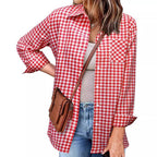 Women's Plaid Shirt with Casual Cut and Chest Pocket