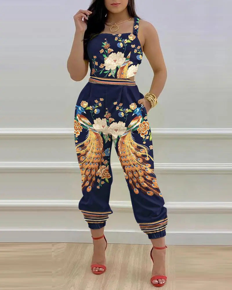 Casual Women's Jumpsuit with Floral Design