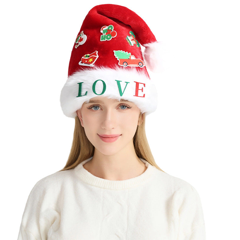 Christmas hat with lights and appliqués