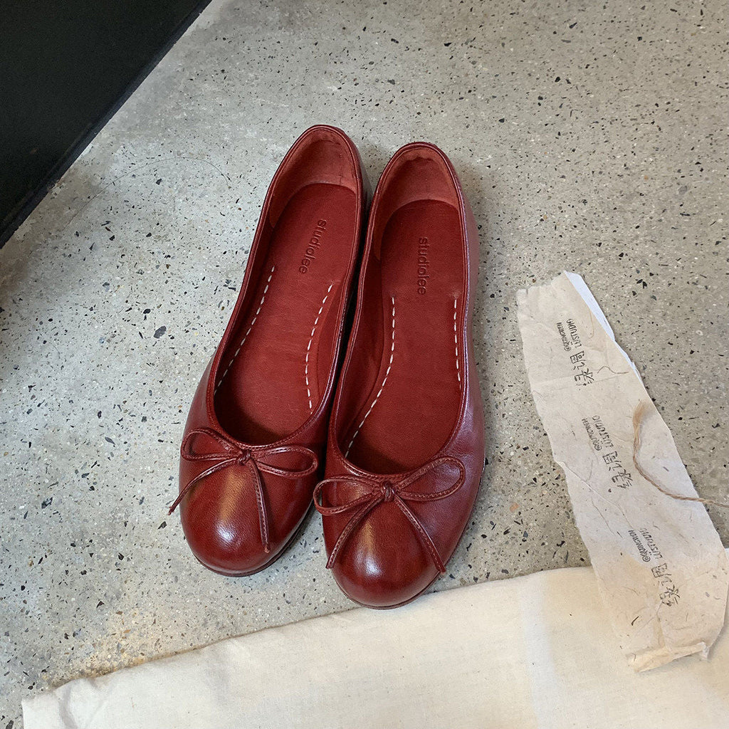 Women's Ballet Flats with Decorative Bow and Ergonomic Insole