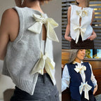 Women's Sleeveless Knit Vest with Back Bows
