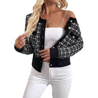 Women's Elegant Textured Cardigan with Decorative Buttons