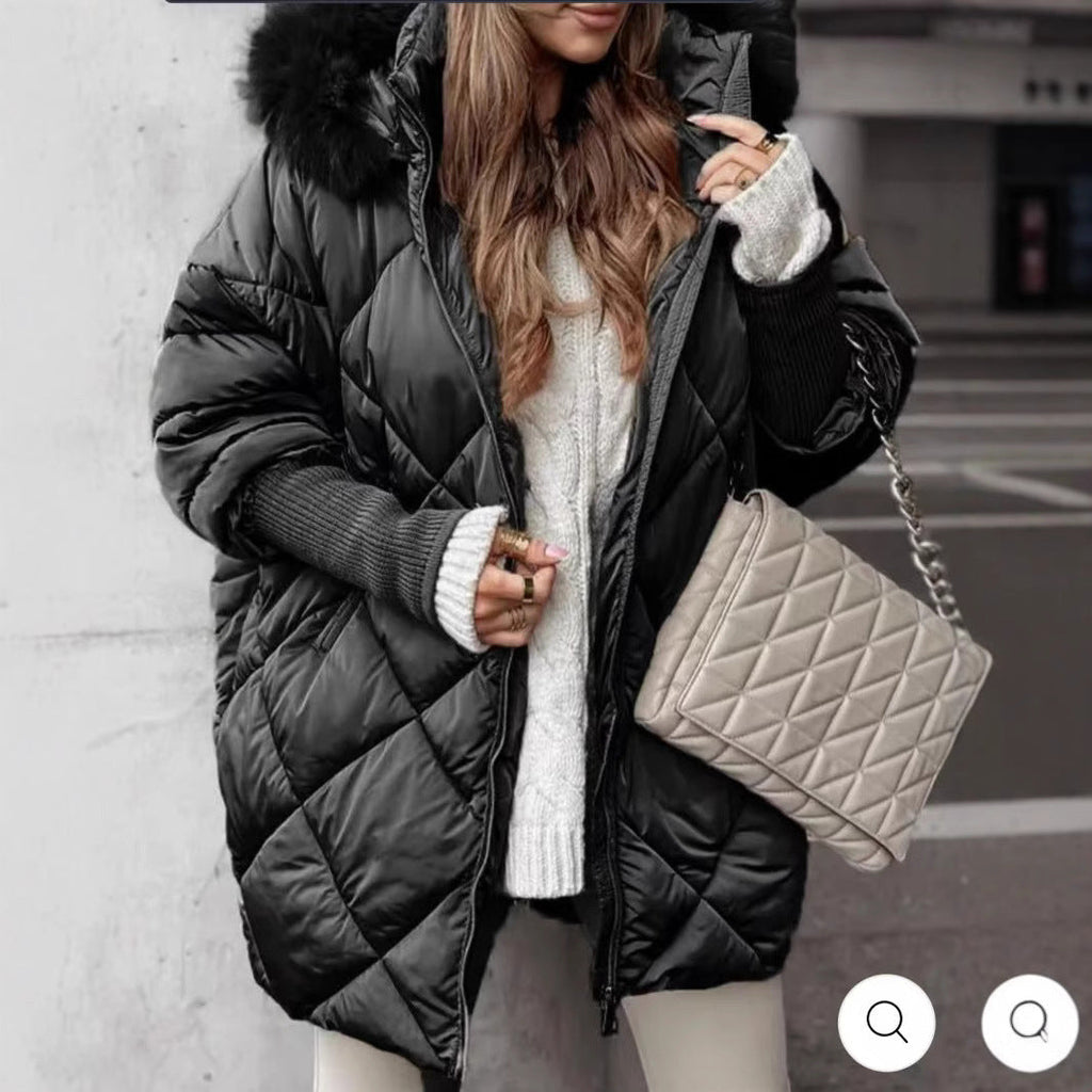 Women's Quilted Winter Parka with Detachable Hood