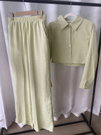 Women's Casual Two-Piece Set with Striped Design