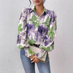 Women's Floral Print Blouse with Puff Sleeves