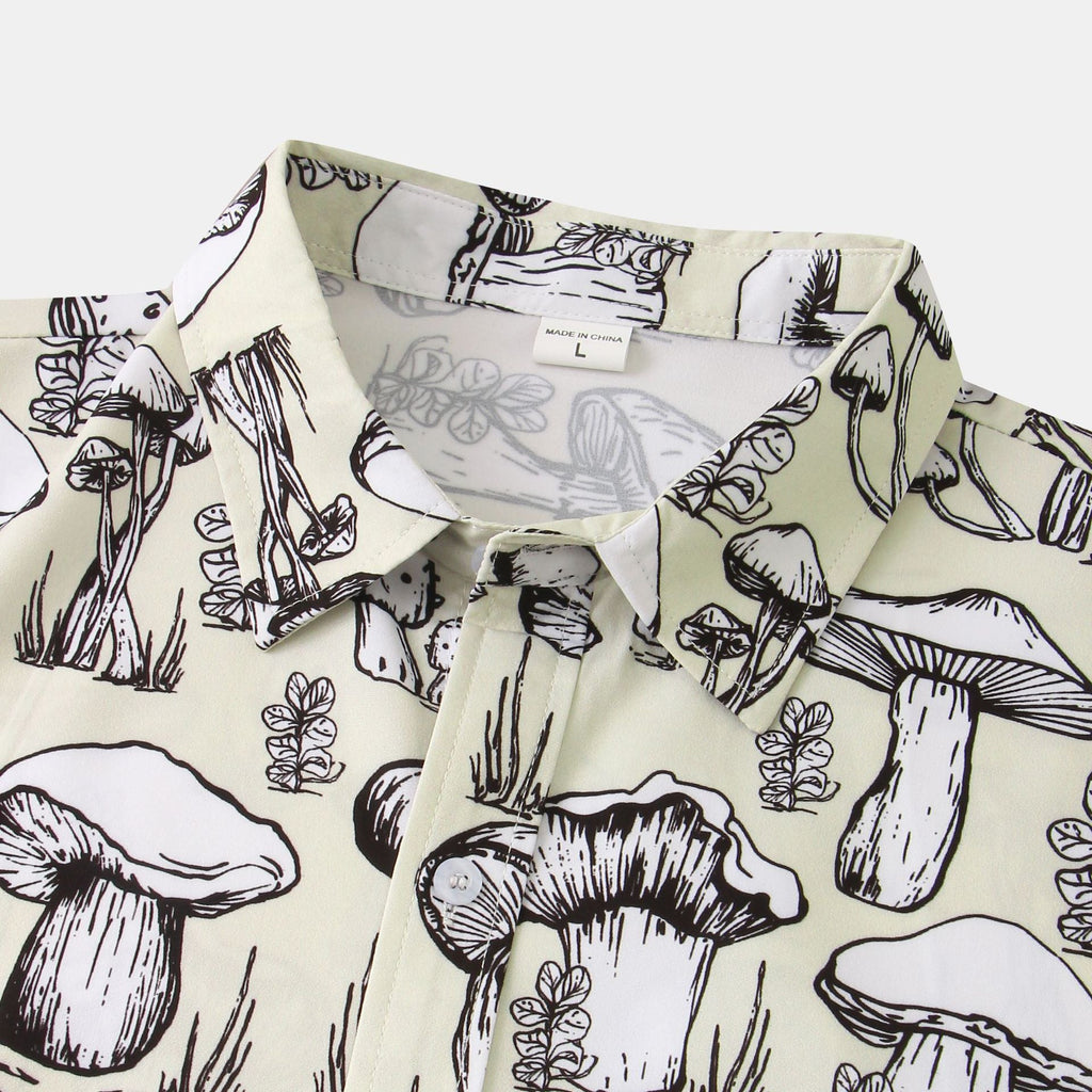 Women's Short-Sleeve Shirt with Unique Mushroom Design