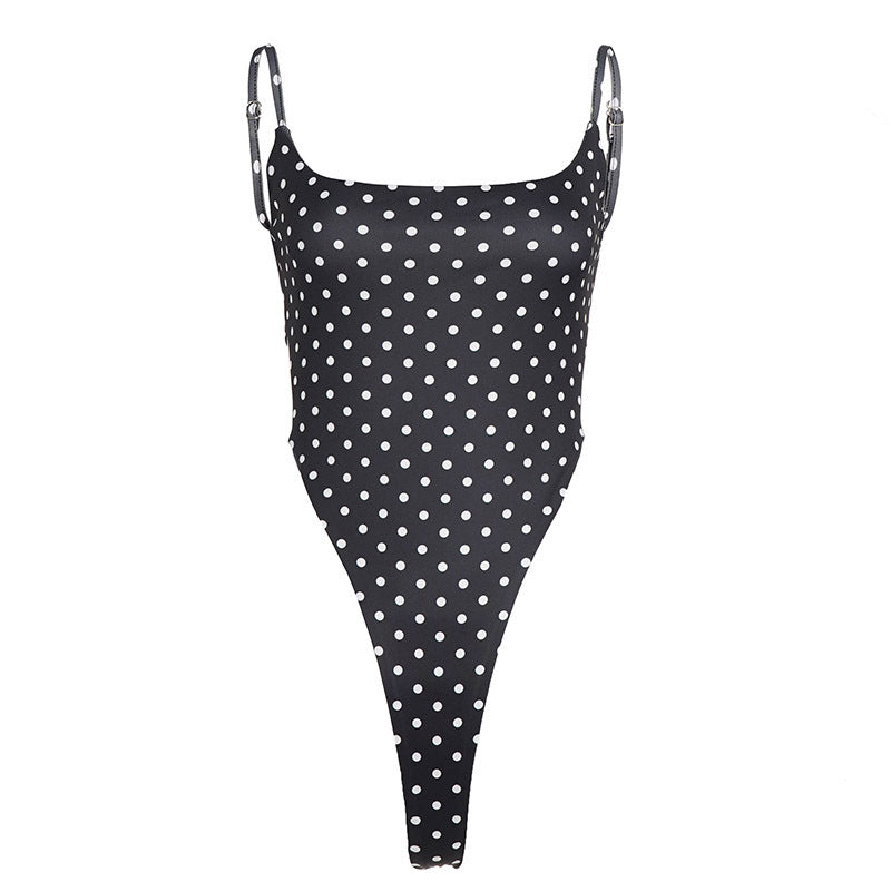 Women's High-Cut Polka Dot Swimsuit