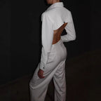 Elegant Wide-Leg Jumpsuit with Classic Collar