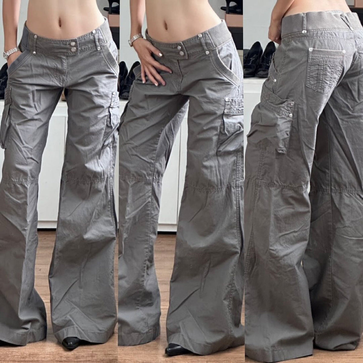 Women's Wide-Leg Cargo Pants with Side Pockets