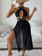 Women's Swimsuit with Cut-Out, High Slit, and Ring Detail