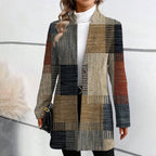 Women's Elegant Plaid Coat with Modern Cut and Pockets