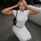 Women's Elegant Maxi Dress and Crop Top Set
