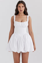 Women's Balloon Dress with Lace Accents