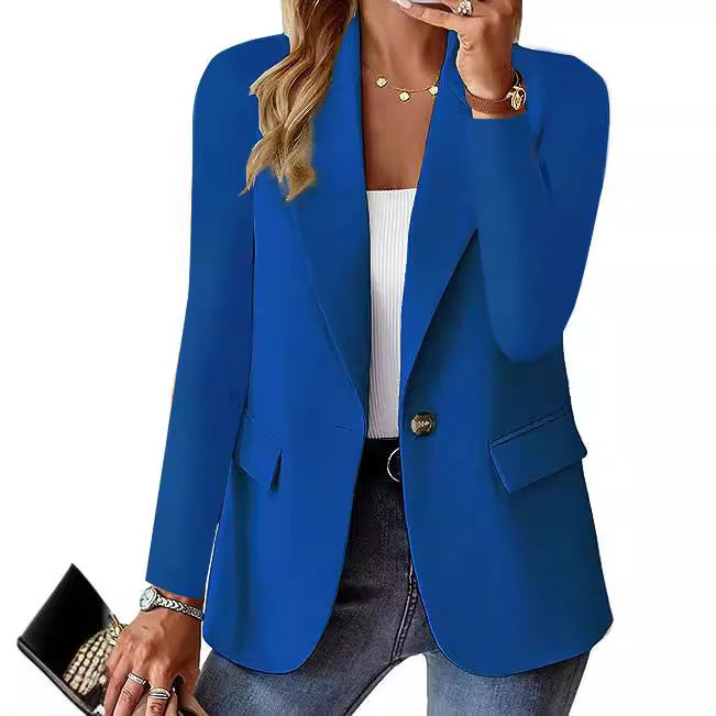 Women's Elegant Blazer with Textured Design and Practical Pockets