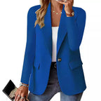 Women's Elegant Blazer with Textured Design and Practical Pockets