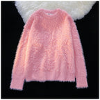 Women's Fluffy Crew Neck Pullover