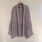 Women's Chunky Knit Cardigan with Elegant Lapels and Waist Belt