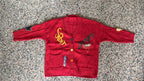 Women's Patterned Knit Cardigan with Unique Embroidery and Colorful Buttons