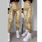 Women's Cargo Joggers with Elastic Waist and Side Pockets