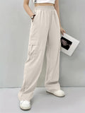 Women's Cargo Pants with Elastic Waist and Side Pockets