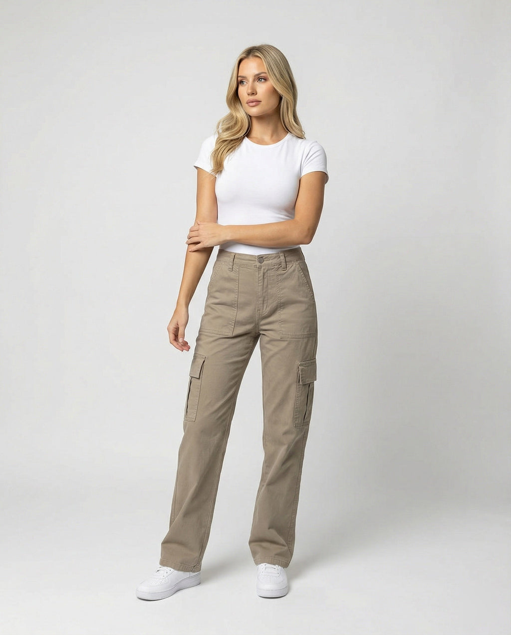 Women's High-Waisted Workwear Cargo Trousers