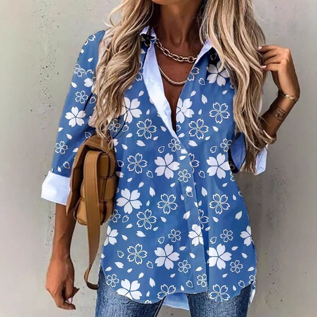 Women's Blouse with Floral Design and Gradient
