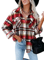 Women's Plaid Flannel Shirt with Pockets