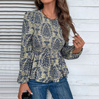 Elegant Floral Puff Sleeve Blouse