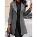 Women's Elegant Wool Coat with Structured Fit and Double-Button Closure