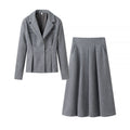 Elegant Women's Blazer and Skirt Ensemble with Textured Design