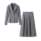 Elegant Women's Blazer and Skirt Ensemble with Textured Design