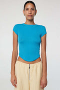 Women's Form-Fitting Short-Sleeve Shirt with Round Neckline