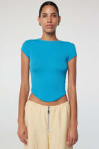 Women's Form-Fitting Short-Sleeve Shirt with Round Neckline