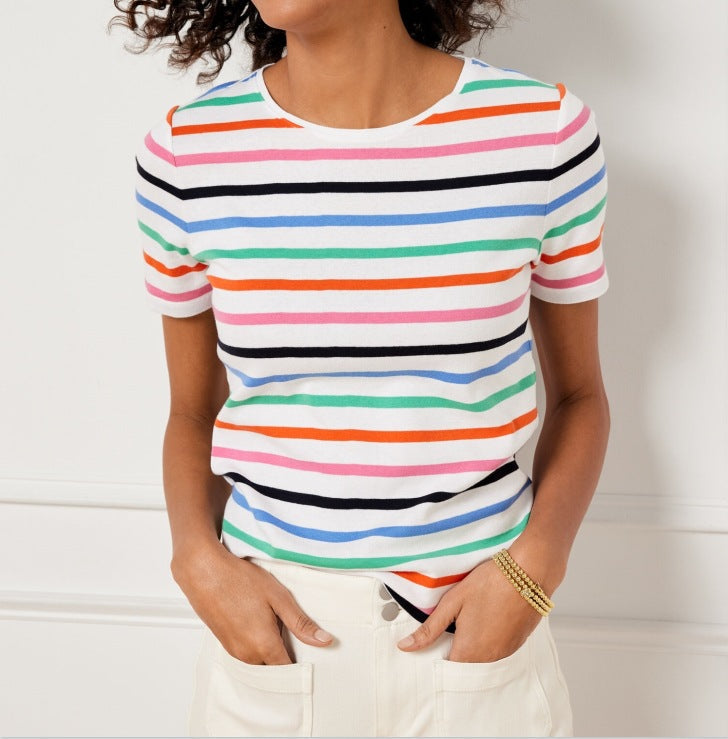 Women's Striped Short-Sleeve Casual Shirt