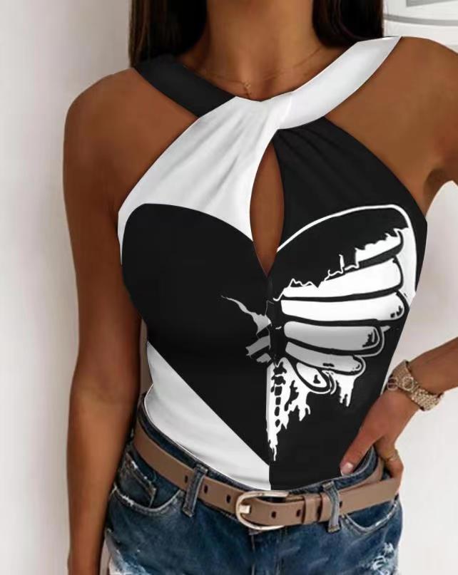 Women's Bodysuit with Deep Neckline and Asymmetrical Cut