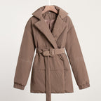 Elegant Padded Jacket with Waist Belt