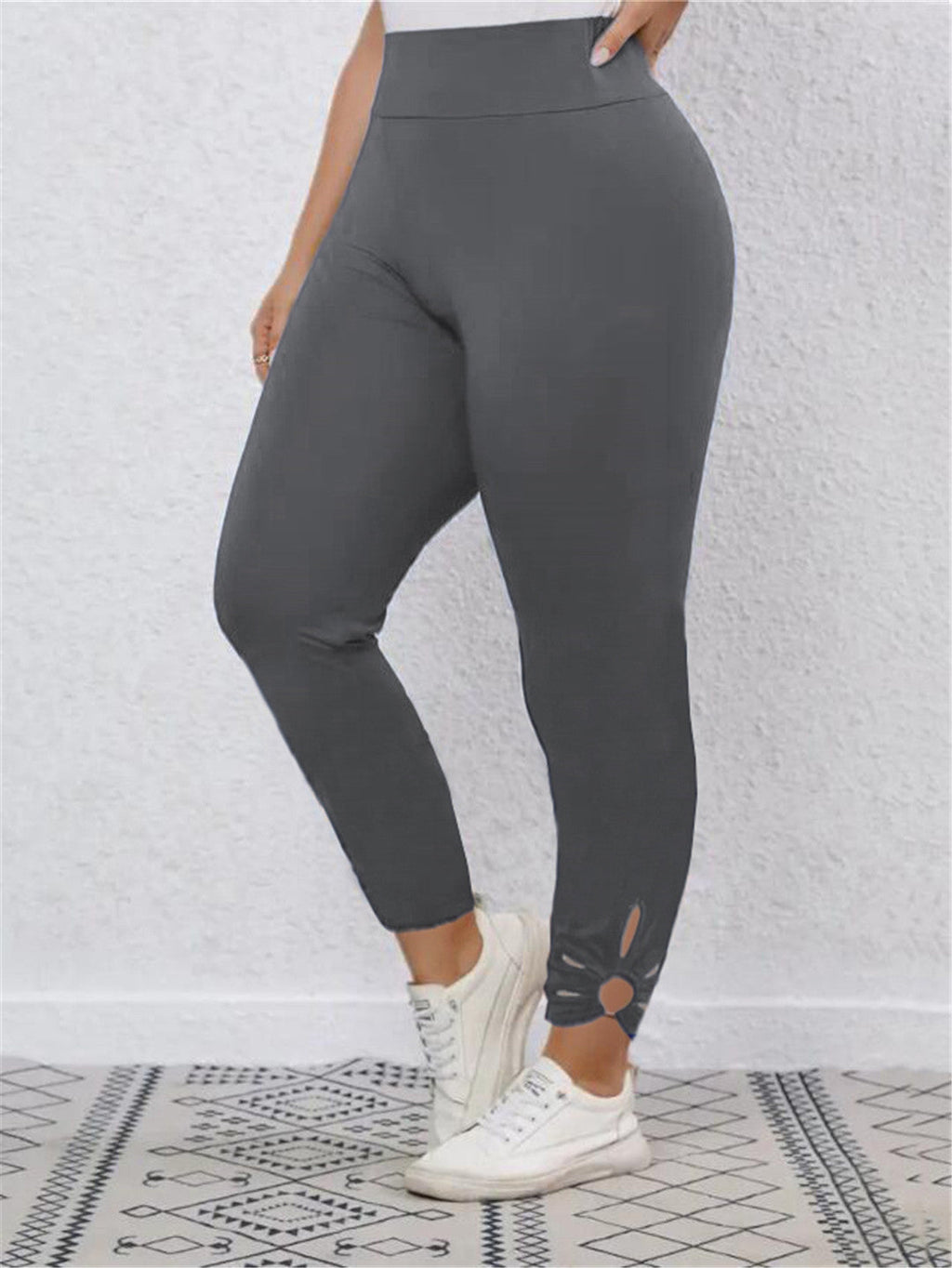 Women's High-Waisted Leggings with Stylish Cut Details