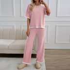 Women's Casual Two-Piece Set with Wide Cut and Gold Accents