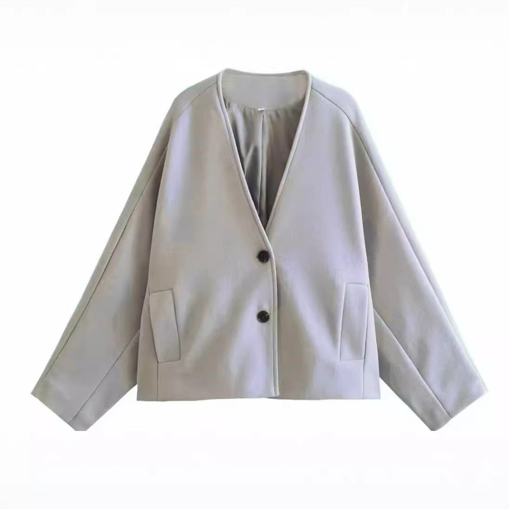 Women's Elegant Textured Jacket with Spacious Pockets