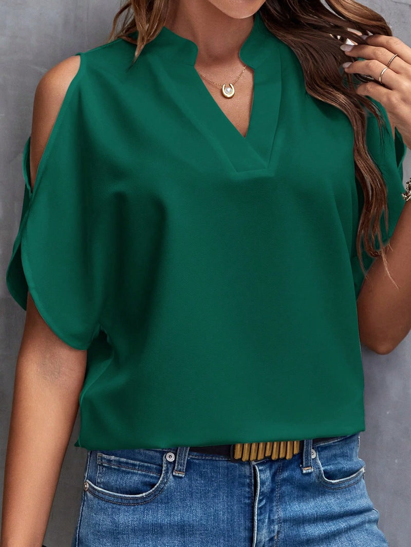 Elegant Women's Blouse with Cut-Out Sleeves