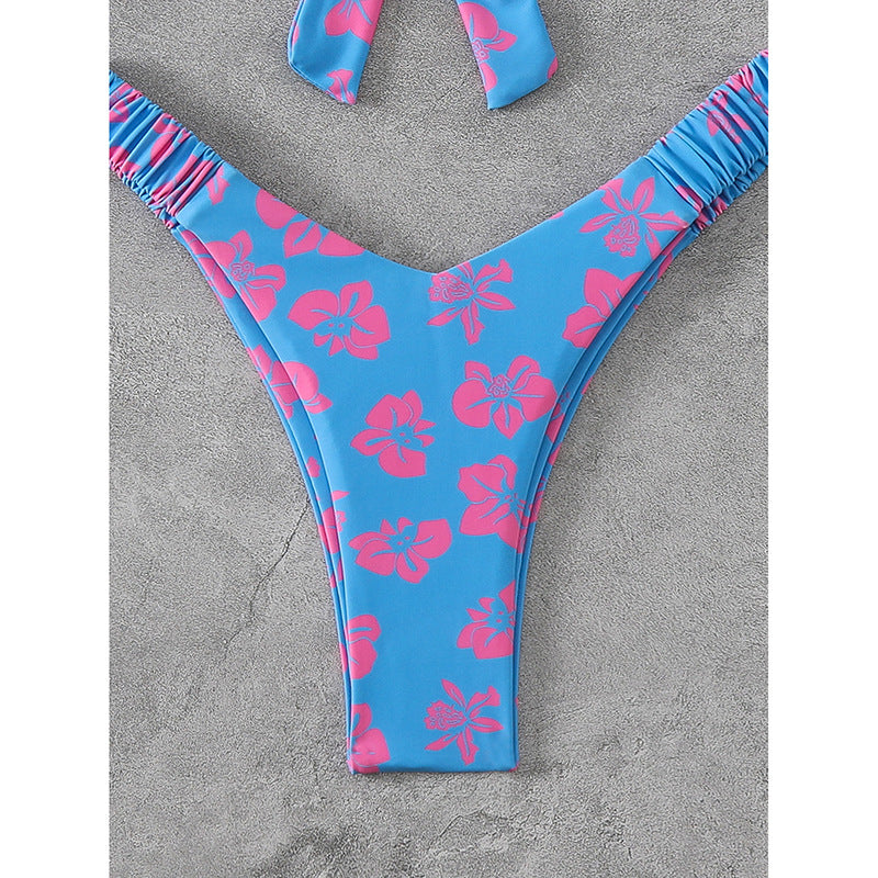 Women's Bandeau Bikini with Sophisticated Floral Pattern