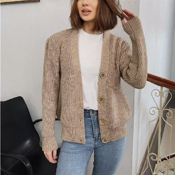 Women's Chunky Knit Cardigan with Buttons