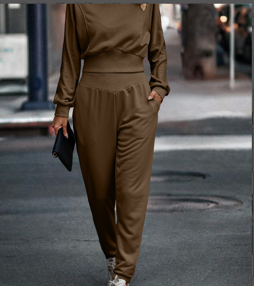 Women's Comfortable Hoodie Suit with Elastic Waistband